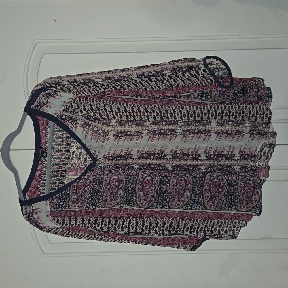 Lucky Brand sheer 3/4 sleeve Plus Top 3X